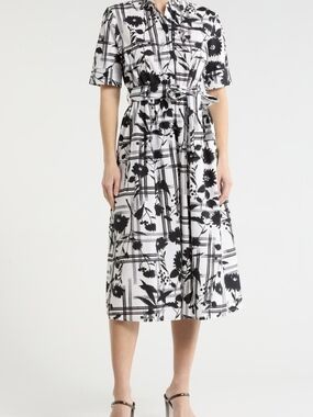 DKNY Collared Tie Waist Shirtdress